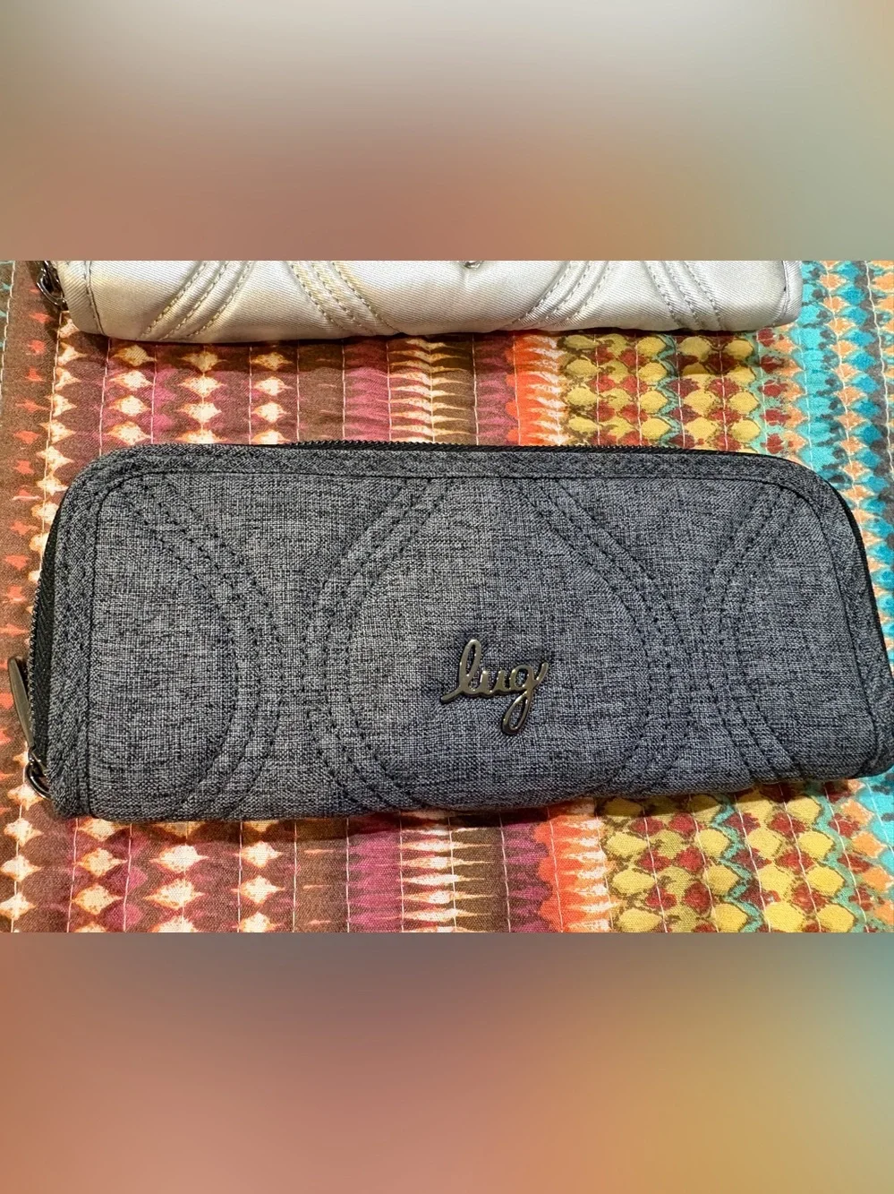 lug Gray Quilted Zip-Around Wallet